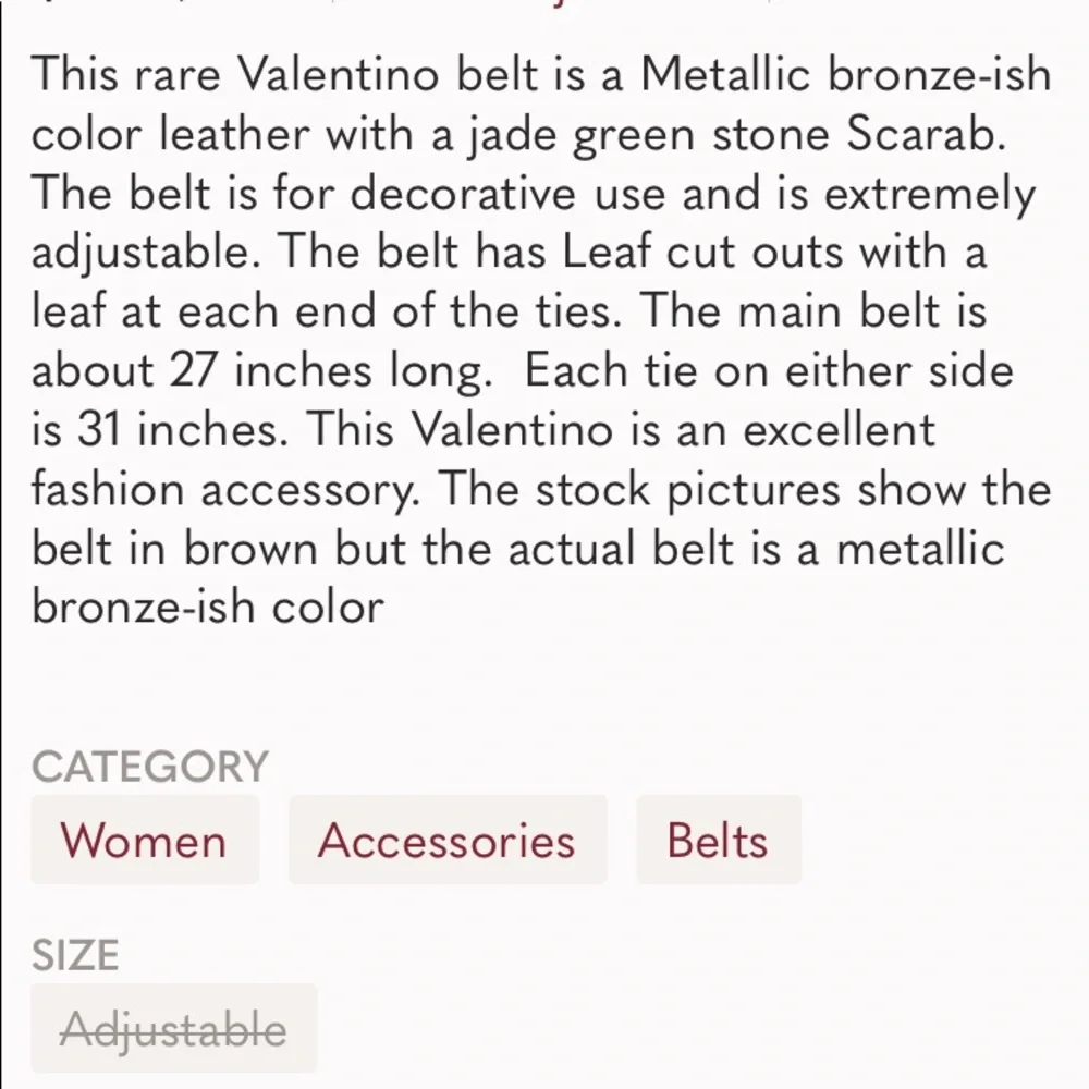 Rare Valentino‎ Scarab Jasper fashion belt